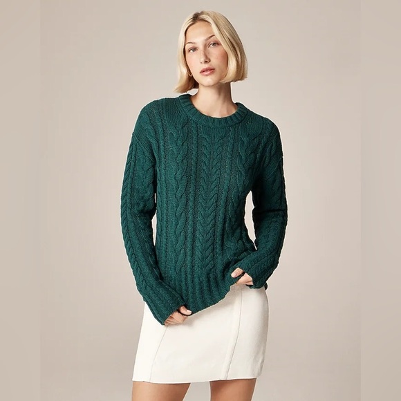 Sweaters - Women's Dark Green Cable Knit Sweater